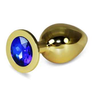 Золотий анальний корок із синім каменем Rosebud Anal Plug Large 18+ - Інтернет-магазин спільних покупок ToGether