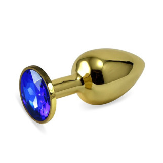 Золота анальна пробка із синім каменем Rosebud Anal Plug Small 18+ - Інтернет-магазин спільних покупок ToGether