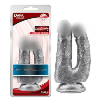 Сріблястий подвійний фалоімітатор на присосці Dick Cumming 18+ - Інтернет-магазин спільних покупок ToGether
