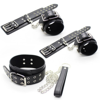 Брутальний чорний бдсм набір Black Bondage Kit 3 Pieces 18+ - Інтернет-магазин спільних покупок ToGether