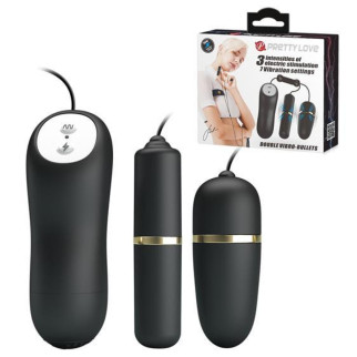 Віброяйце з вібропулею - Pretty Love Electric Stimulation Double Vibro-Bullets Black 18+ - Інтернет-магазин спільних покупок ToGether