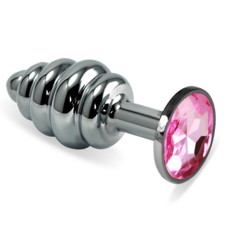 Анальна пробка — Heavy Metal Anal Plug Silver Rosebud Spiral Pink 18+ - Інтернет-магазин спільних покупок ToGether
