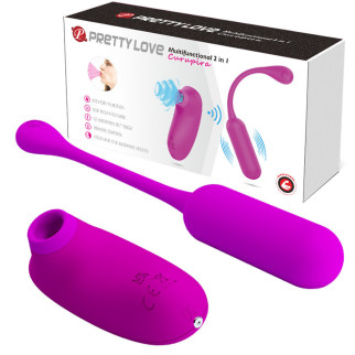 Віброяйце з кліторальним стимулятором - Pretty Love Curupira Multifunctional 2 in 1 Purple 18+ - Інтернет-магазин спільних покупок ToGether