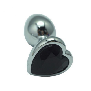 Гладка анальна пробка в сріблястому кольорі з чорним каменем. Розмір M SIZE 18+ - Інтернет-магазин спільних покупок ToGether