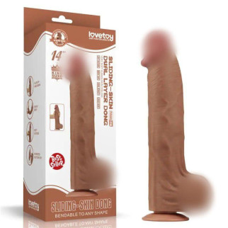 Фалоімітатор King Sized Sliding Skin Dual Layer Dong Brown 14.0 18+ - Інтернет-магазин спільних покупок ToGether