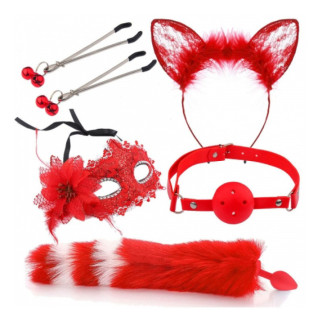 Набір для сексуальних ігор Sexy Cat Ears Fox Tail Cosplay Sex Party Accessories Red 18+ - Інтернет-магазин спільних покупок ToGether