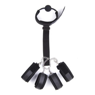 Комплект кляп із манжетами на руки та ноги Bondage Nylon Set Black 18+ - Інтернет-магазин спільних покупок ToGether