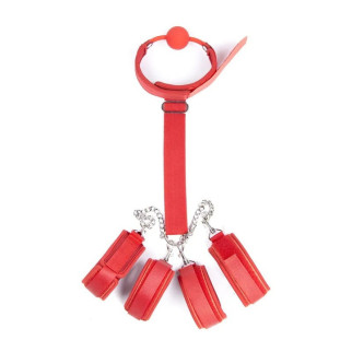 Комплект кляп із манжетами на руки та ноги Bondage Nylon Set Red 18+ - Інтернет-магазин спільних покупок ToGether