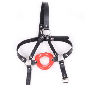 Red Rubber Lip Shape Faux Leather Harness Open Mouth Gag 18+ - Інтернет-магазин спільних покупок ToGether