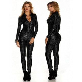 Black Alligator Stlyle Leather Jumpsuit 18+ - Інтернет-магазин спільних покупок ToGether