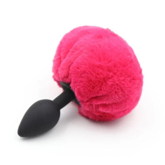 Чорна силіконова анальна пробка з червоним хвостиком Silicone Fur Tail Plug 18+ - Інтернет-магазин спільних покупок ToGether