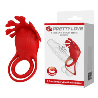 Віброкільце PRETTY LOVE - VIBRATION PENIS RING, Ruben, 7 vibration functions red  18+ - Інтернет-магазин спільних покупок ToGether