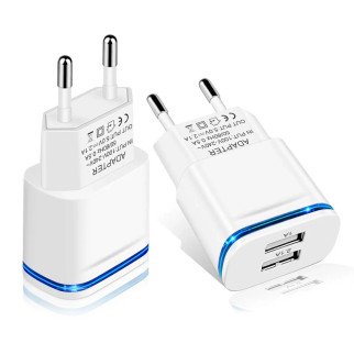 USB зарядний пристрій для телефонів і планшетів на 2 роз'єми LUOATIP, 3-Pack Travel Charger 2.1A/5V - Інтернет-магазин спільних покупок ToGether