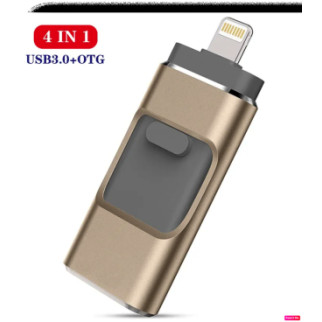 USB Флешка 4в1 128 GB Type-C/Micro/Lightning/USB для телефона iPhone/комп'ютера Mac, Золотистий - Інтернет-магазин спільних покупок ToGether