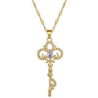 Кулон на ланцюжку Liresmina Jewelry Ексклюзивний Золотий Ключик з білими фіанітами 4.2 см золотистий - Інтернет-магазин спільних покупок ToGether