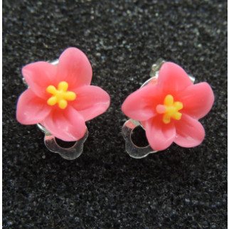 Сережки кліпси дитячі для вух без пробивання квітка Жасмин малиновий із жовтою - Інтернет-магазин спільних покупок ToGether