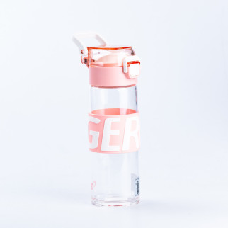 Пляшка для води скляна прозора із пластиковою кришкою Рожевий - Інтернет-магазин спільних покупок ToGether