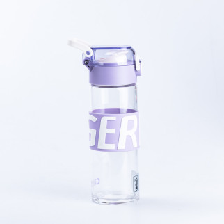 Пляшка для води скляна прозора із пластиковою кришкою Фіолетовий - Інтернет-магазин спільних покупок ToGether