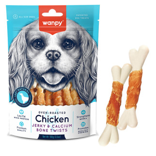 Ласощі для собак Wanpy Chicken Jerky & Calcium Bone Twists з куркою 100 гр - Інтернет-магазин спільних покупок ToGether