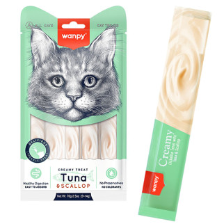 Рідкі ласощі для котів Wanpy Creamy Lickable Treats Tuna & Scallop з тунцем та гребінцем 5 шт х 14 гр - Інтернет-магазин спільних покупок ToGether