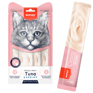 Рідкі ласощі для котів Wanpy Creamy Lickable Treats Tuna & Shrimp з тунцем та креветками 5 шт х 14 гр - Інтернет-магазин спільних покупок ToGether