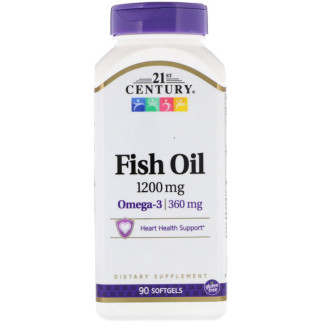 Омега 3 21st Century Fish Oil /Omega 3, 1200mg/360mg, Maximum Strength 90 Softgels - Інтернет-магазин спільних покупок ToGether