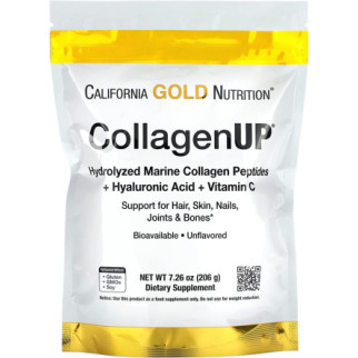 Комплекс для шкіри, волосся, нігтів California Gold Nutrition CollagenUP, Marine Hydrolyzed Collagen + Hyaluronic Acid + Vitamin C, 206 g /39 servings/ Unflavored - Інтернет-магазин спільних покупок ToGether