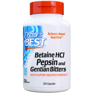 Бетаїну гідрохлорид Doctor's Best Betaine HCL, Pepsin and Gentian Bitters 360 Caps DRB-00315 - Інтернет-магазин спільних покупок ToGether