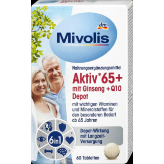 Комплекс вітамінів та мінералів "Mivolis" спеціально для людей 65+ з Женьшенем + Q10, 60 шт., Німеччина - Інтернет-магазин спільних покупок ToGether