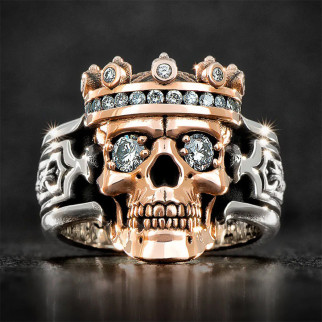 Модне чоловічий перстень з черепом, каблучка у вигляді черепа в короні та кристалами, панк, рок, байкер, розмір 16 - Інтернет-магазин спільних покупок ToGether