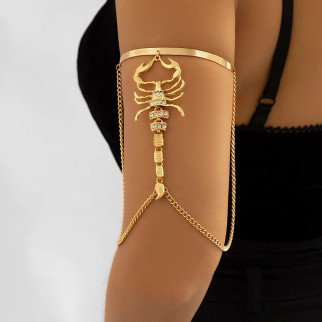 Царський жіночий унікальний браслет на руку передпліччя золотистий скорпіон зі стразами Цариця Єгипту - Інтернет-магазин спільних покупок ToGether