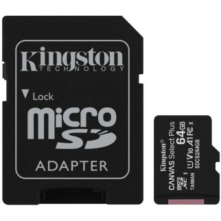 microSDXC (UHS-1) Kingston Canvas Select Plus 64Gb class 10 А1 (R-100MB/s) (adapter SD) (SDCS2/64GB) - Інтернет-магазин спільних покупок ToGether
