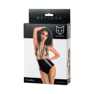 Боді Glossy Kiara з матеріалу Wetlook, чорне 18+ - Інтернет-магазин спільних покупок ToGether