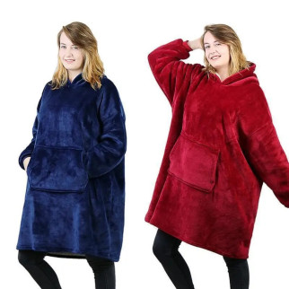 Толстовка-плед з капюшоном і рукавами кольори - синій, бордовий Huggle Hoodie Blanket - Інтернет-магазин спільних покупок ToGether