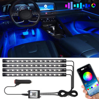 Світлодіодна підсвітка салону автомобіля BLUETOOTH RGB 4х12 APP - Інтернет-магазин спільних покупок ToGether
