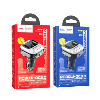 FM-трансмітер Hoco E75 Bravery PD30W+QC3.0 car BT FM transmitter, - Інтернет-магазин спільних покупок ToGether