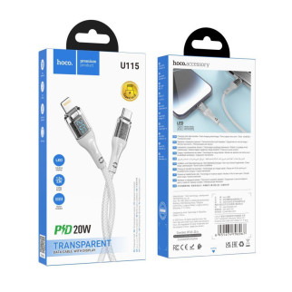 Кабель USB Hoco U115 Transparent PD20W With Display Type-C to Lightning 1.2m, - Інтернет-магазин спільних покупок ToGether