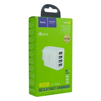 Мережевий зарядний пристрій (адаптер живлення) Hoco C102A Fuerza QC3.0 28.5W  - 4 USB порти, - Інтернет-магазин спільних покупок ToGether
