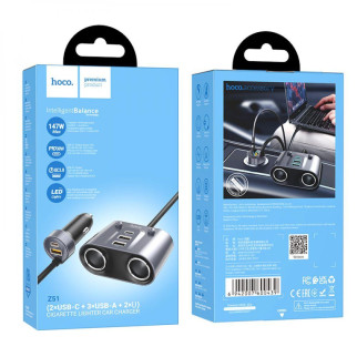 Автомобільний Зарядний Пристрій Hoco Hoco Z51 Establisher 147W(2C;3A) 2-in-1, - Інтернет-магазин спільних покупок ToGether