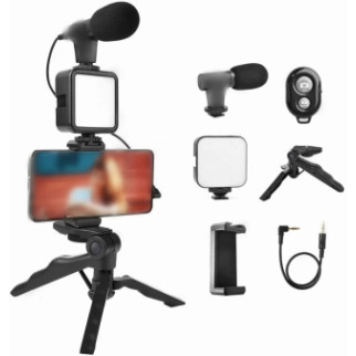 Набір блогера 4в1 тринога для телефону з мікрофоном та спалахом Штатив трипод для селфі Video Making Kit AY-49 - Інтернет-магазин спільних покупок ToGether
