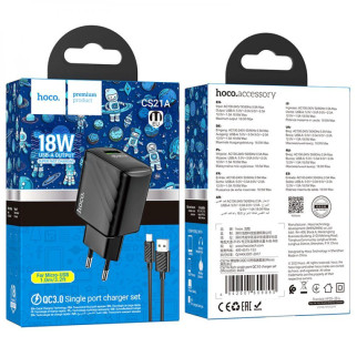 Мережевий Зарядний Пристрій Hoco CS21A 1USB QC 18W+USB to Micro, - Інтернет-магазин спільних покупок ToGether