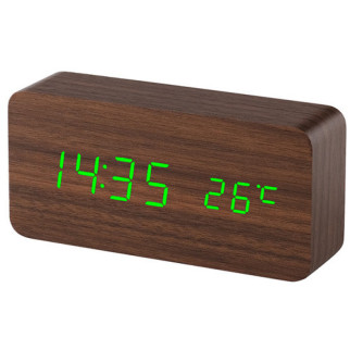 Дерев'яний годинник мережевий VST-862-4, зелені цифри, температура, USB - Інтернет-магазин спільних покупок ToGether