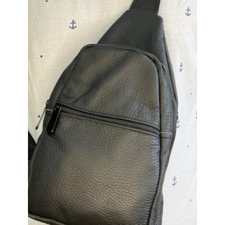 Чоловічий шкіряний повсякденний рюкзак-слінг чорного кольору sale - Інтернет-магазин спільних покупок ToGether