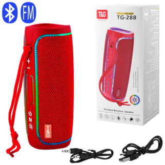 Портативна блютуз колонка червона з ремінцем радіо підсвічуванням гучний зв'язок TG288 FM RGB speakerphone red - Інтернет-магазин спільних покупок ToGether