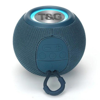 Портативна блютуз колонка куля з підсвічуванням радіо гучний зв'язок синя TG337 RGB FM speakerphone blue - Інтернет-магазин спільних покупок ToGether