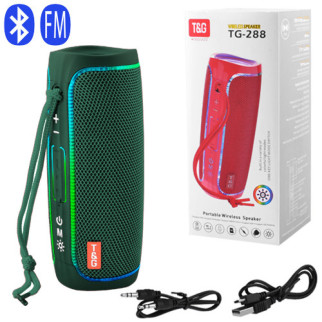 Портативна блютуз колонка зелена з ремінцем радіо підсвічуванням гучний зв'язок TG288 FM RGB speakerphone green - Інтернет-магазин спільних покупок ToGether