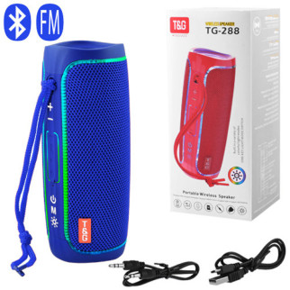 Портативна блютуз колонка синя з ремінцем радіо підсвічуванням гучний зв'язок TG288 FM RGB speakerphone blue - Інтернет-магазин спільних покупок ToGether