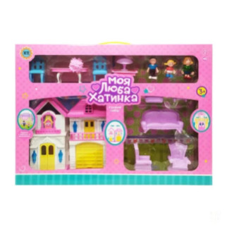 Ігровий набір Ляльковий будиночок Bambi WD-926-AB меблі та 3 фігурки (Фіолетовий) - Інтернет-магазин спільних покупок ToGether