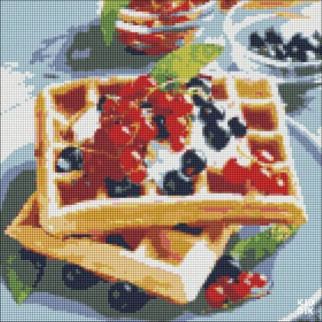 Алмазна мозаїка "Бельгійські вафлі з ягодами alonka_good" Ідейка AMO7140 40х40см - Інтернет-магазин спільних покупок ToGether