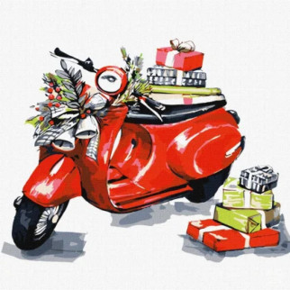 Картина за номерами "Різдвяний мотоцикл" fashionillustration_tania KHO5011 30х30 см - Інтернет-магазин спільних покупок ToGether